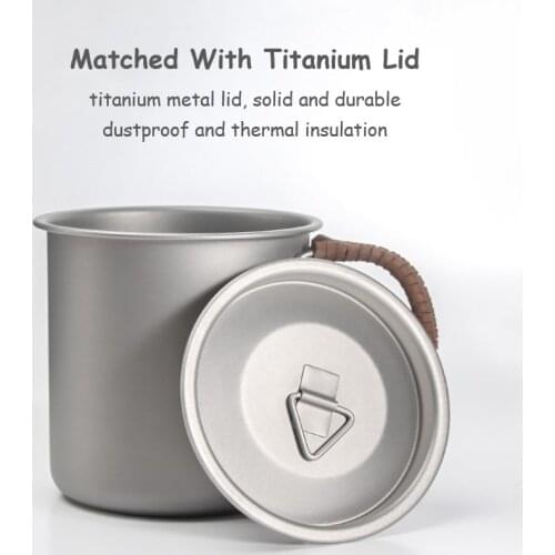 450ml Pure Titanium Coffee Mug With Lid Foldable Handle Portable Outdoor Fast Heat Water Cup Picnic Utensils Tourist Tableware