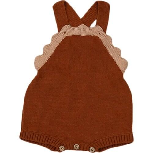 Baby Girls Bodysuit Sleeveless Baby Girls Cute Spring And Autumn Cotton Stitching Knitted Wool Jumpsuit