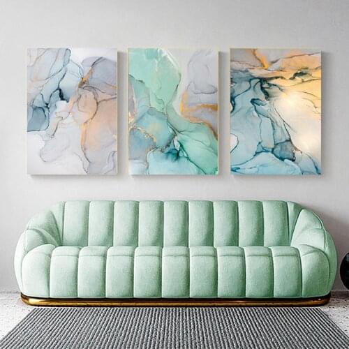 Cuadros Decoracion Geometric Home Decor Unframed Abstract Green Stone Pattern Nordic Canvas Painting Quadro Wall Pictures