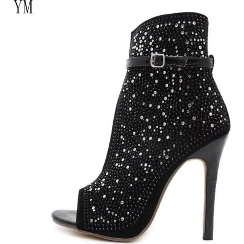 Summer HOT Womans Sandals Open Toe Crystal Fashion Sexy Outdoor Beach Shoes Peep Toe;Solid Color Plus 43 Zapatillas Mujer Casa