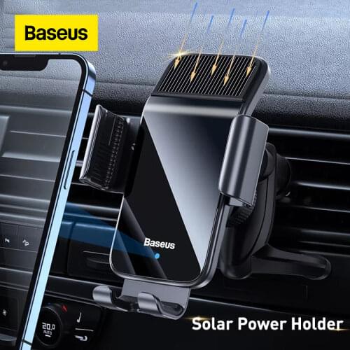Baseus Magnetic Phone Holder Smart Solar Power Wireless Mount Electric mobile phone Holder In Car For Xiaomi IPhone13 12 pro max