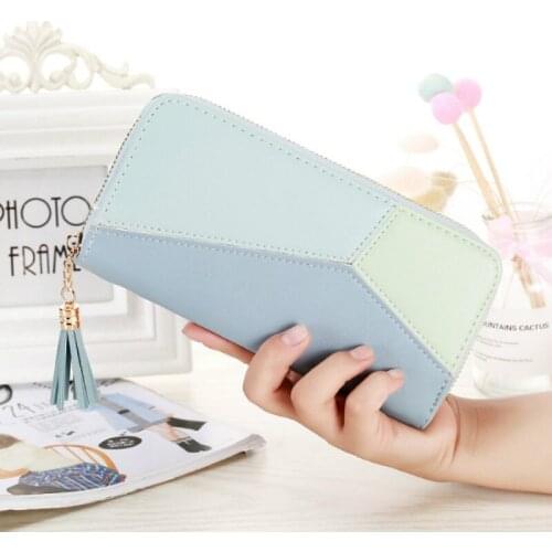 Fashion Ladies Wallet Women Long Wallets Zipper Purse Patchwork Panelled Wallets Big Capacity Clutch Money Bag Card Holder