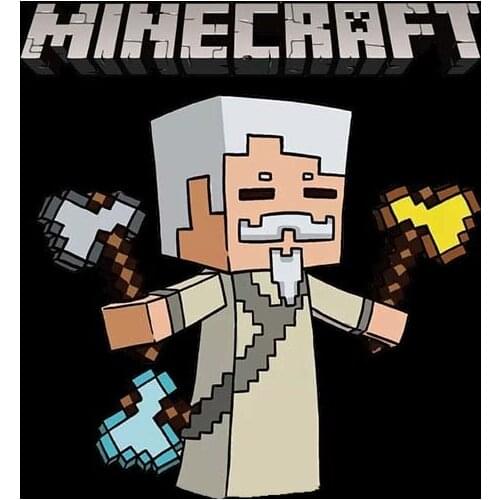 Cartoon pixel lattice character Double axe grandfather heat transfer heat transfer stickers iron on clothesT-shirt decoration