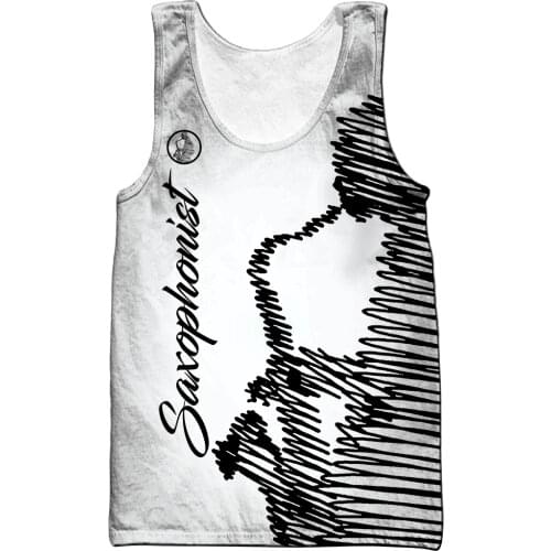 Mens Top 3D All Over Printed Love Saxophone Music Summer Vest Cool Sleeveless Shirts For Men Streetwear