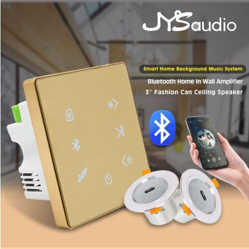 Mini In Wall Amplifier Bluetooth Hifi Stereo Sound Home Audio PA System Ceiling Speaker Bathroom Background Music with Touch Key