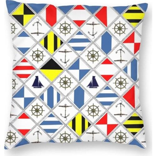 Nautical Symbol Pattern Cushion Cover Compass Anchor Sailing Sailor Floor Pillow Case for Car Fashion Pillowcase Home Decorative