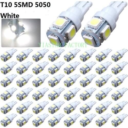 Wholesale 1000 Pcs/Lot T10 5 Led T10 5050 led 12V W5W 194 168 Reading Door Luggage Compartment Car Light Auto LED Bulbs