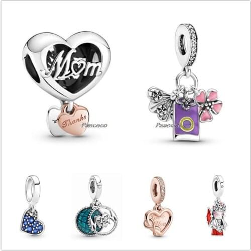Authentic 925 Sterling Silver Glitter Globe Mum Dangle Charm Beads Fit Pandora Bracelet & Necklace Jewelry
