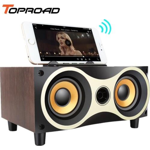 TOPROAD Portable Wooden Wireless Speaker Subwoofer Stero Bluetooth Speakers Radio FM Desktop caixa de som for iPhone Android