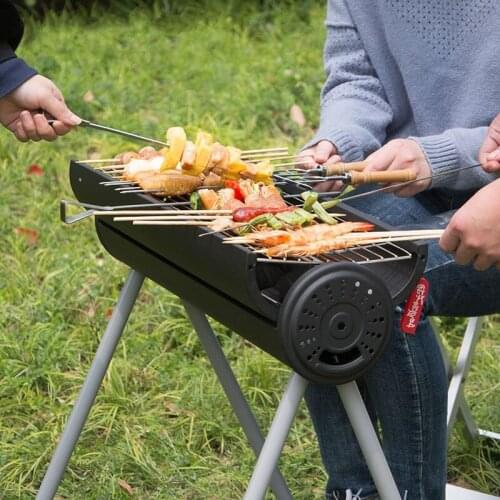Portable Stainless Steel BBQ Grill Non-stick Surface Folding Barbecue Grill Outdoor Camping Picnic Tool