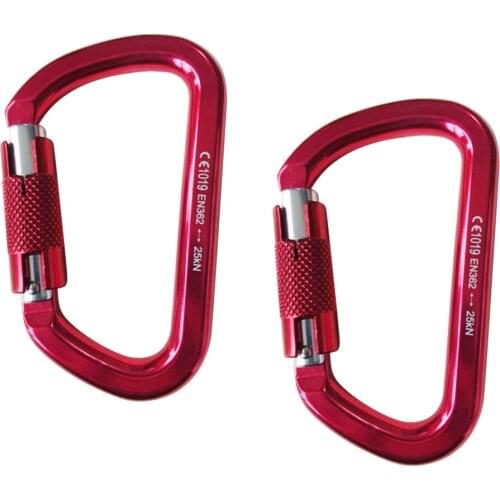 25KN Twist Gate Self Locking Carabiner Outdoor Sports Rock Climbing Rappelling Aerial Work Protection Gear Set Tool