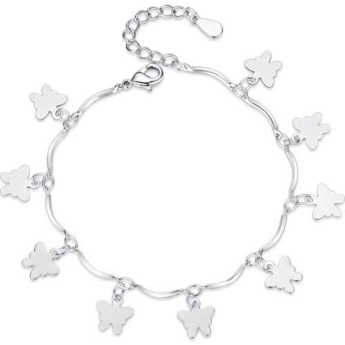 925 Sterling Silver Romantic Lovely Fashion Female Handmade Jewelry Lovely Cute Butterfly Bracelet