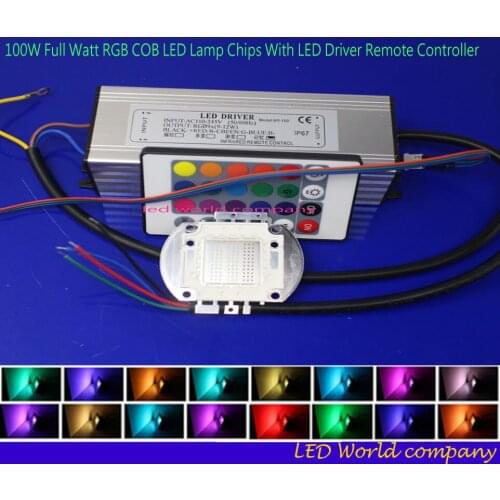 1ste 100W rgb led chip+100W RGB LED Driver Waterproof+24key Remote kit For Flood Light Lawn Lighting