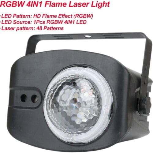 48 Patterns RGBW 4IN1 LED Disco Light Flame Laser Projection Lamp Stage Lighting Show for Home Party KTV DJ Party Dance Floor