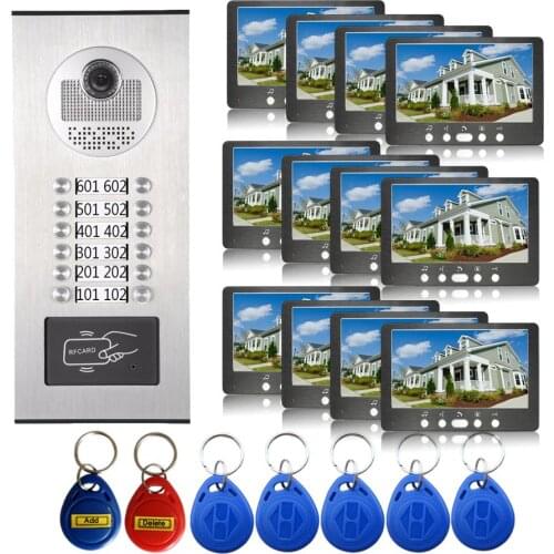 4-12 Units Building Door Intercom Apartment Video Door Phone Home Intercom for Villa and Private House IR Day Night Vision