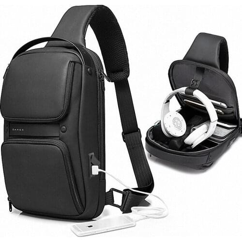 Mens Waterproof USB Oxford Crossbody Bag Anti-theft Shoulder Sling Bag Multifunction Short Travel Messenger Chest Pack For Male