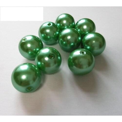 Choose size) 6mm/8mm/10mm/12mm/14mm/16mm/18mm/23mm/25mm green color Acrylic Pearl Beads#34