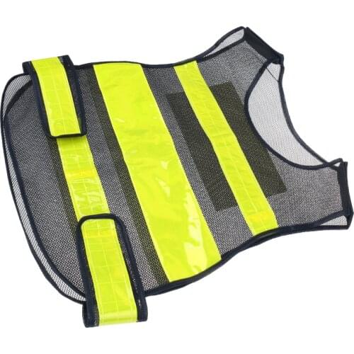 Black Mesh High Visibility Safety Vest Security Vest with Lime Reflective Stripes