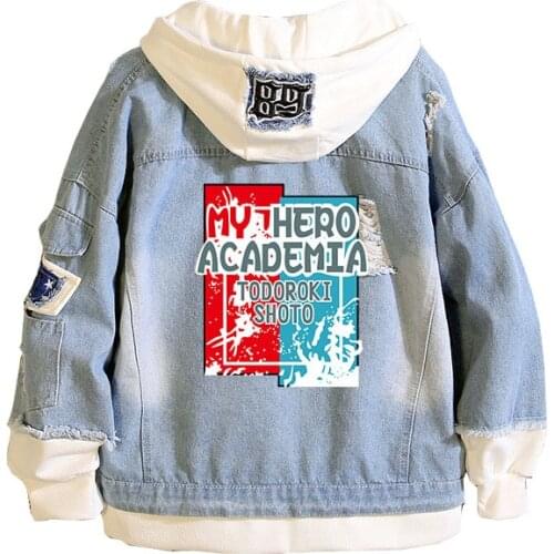 My Hero Academia Denim Windbreaker Anime Women Jeans Jackets Harajuku Chaqueta Mujer Fashion Hooded Sweatshirt Hoodies Coats