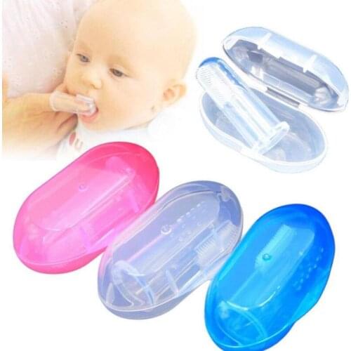 Teeth Soft Rubber Brush With Box Silicone Finger Toothbrush Massager For Baby Infant Cleaning Toothbrush Training Brush