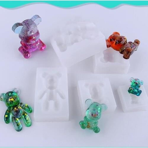 1pc Standing Sitting Bear Silicone UV Mold For Making Pedant Jewelry Exoxy Resin Molds Jewelry Tools