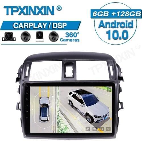 128G For Toyota Corolla 2006-2013 Android 10.0 360 HD Auto Surround View Camera Car Multimedia Player Stereo Radio GPS Navigtion