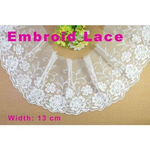 13cm width Cotton embroid lace sewing ribbon guipure trim or fabric warp knitting DIY Garment Accessories free shipping#3052
