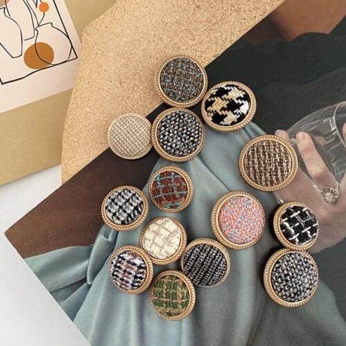 2pcs/lot Cloth-covered Metal Buttons Double-sided Houndstooth Cloth Coat Decoration Materials Clothing Accessories YS201013-3