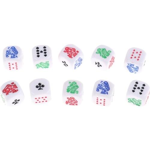 2020 poker dices for Casino Poker Card Game Favours Six Sided Poker Dice 10pcs