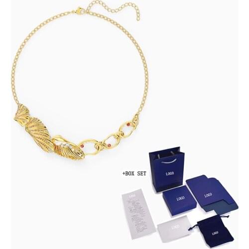 2020 Fashion Jewelry SWA New Shell Necklace Gold Lucky Ocean Shell Symbol Crystal Pearl Female Elegant Romantic Jewelry Gift