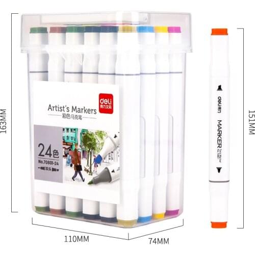 24 Colors Instant Dry Dual Tip Art Markers, Permanent Alcohol Based Markers with Portable Case, Colored Artist Pens for Kids