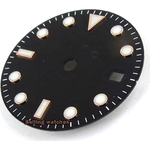 28.5mm Sterile Black Dial Kit Mingzhu 2813/3804,Miyota 82 Series Movement Watch Accessory
