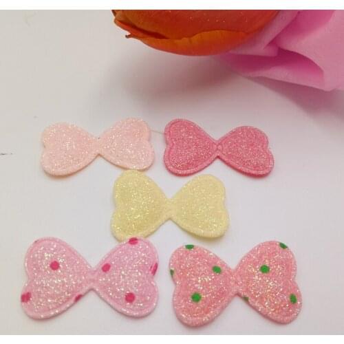2x3cm sew on Glitter padded felt bowknot patches 100pcs mix colors bowknot felt patches garment accessories