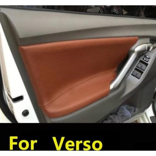 4PCS Microfiber Front/Rear Door Panel Armrest Leather Cover Protective Trim For Toyota Verso 2009-2015 with Mount Fittings