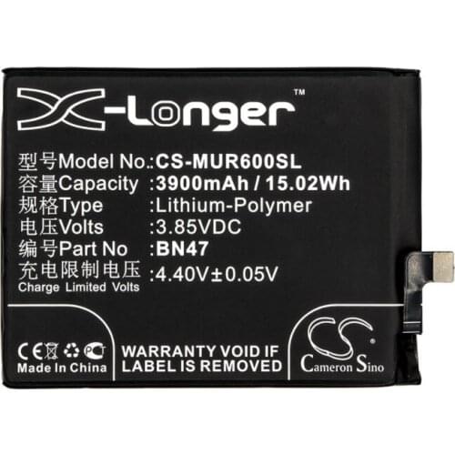 Cameron sino 3900mah battery for REDMI 6 Pro 6 Pro Premium Edition Dual SIM 6 Pro Stardard Edition Dual SIM BN47