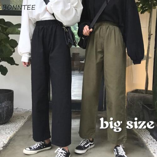 Casual Pants Women New Summer Fashion Pure Black Korean All-match High Elastic Waist Female Trousers Harajuku Oversized Pant 4XL