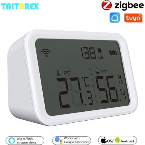 Tuya Zigbee Temperature Humidity Sensor Lux Light Detector Hygrometer Thermometer smart life Work Tuya Zigbee Hub Smart Home
