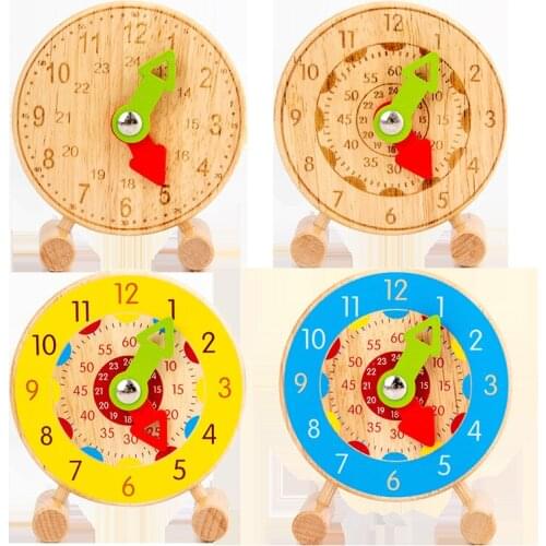 Children Montessori Wooden Clock Toys Hour Minute Second Cognition Colorful Clocks Toys For Kids Early Preschool Teaching Aids