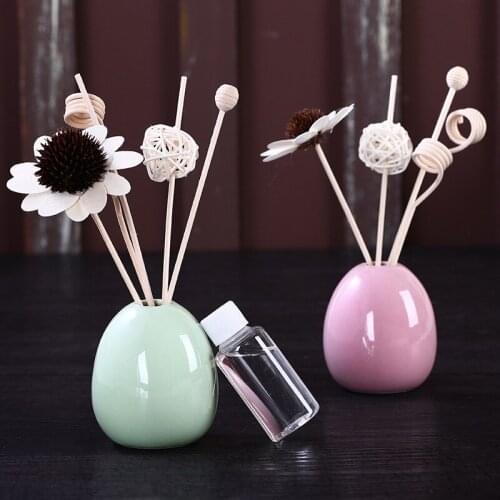 Home Ceramic Bottle Dried Rattan Flowers Aroma Oil Diffuser Sets Diffuse Fragrance Refresh Air For Home Living Room Decoration