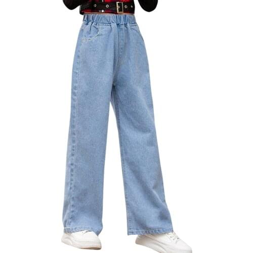 Jeans For Girls Solid Color Kids Jeans Girls 2021 Autumn Children Jeans Casual Style Childrens Clothing 6 8 10 12 14