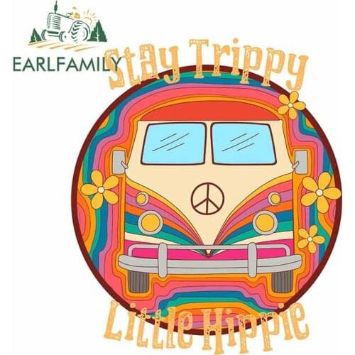 EARLFAMILY 13cm x 11cm For Hippie Van Bus Peace Vinyl Car Stickers Laptop Decals Personality Waterproof Motorcycle Decor
