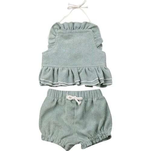 Boutique kids clothing Newborn Kids Baby Girl Summer Backless Halter Tops Shorts Outfits Set Clothes