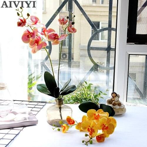 Artificial 2 fork with leaf phalaenopsis artificial flower home hotel shopping mall decoration decoration wedding photography