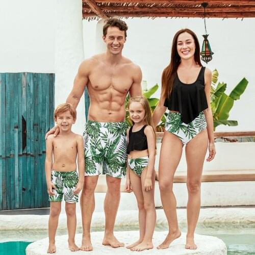 PatPat 2021 New Summer Tropical Plants Print Matching Swimsuits for Sets Matching Swimwear