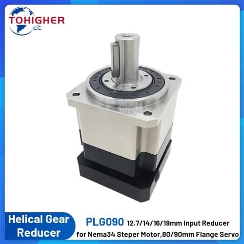 Nema34 Stepper Motor Gearbox 3:1,5:1,10:1,50:1~100:1 Helical Gear 80 90mm Flange Servo Planetary Reducer 12.7,14,16,19mm Input