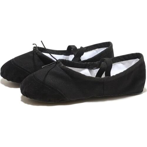 USHINE EU22-45 Leather Head Yoga Slippers Teacher Gym Indoor Exercise Canvas White Black Dance Shoes For Kids Girls Woman