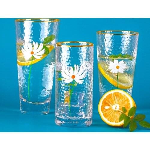 Beer Cup Household Water Cups Simple Glass Ins Wind Fresh Small Daisy Glass Forest Heat-resistant Cute Coffee Flower Milk Cup