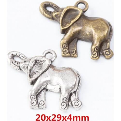 25 pieces of retro metal zinc alloy elephant pendant for DIY handmade jewelry necklace making 7485