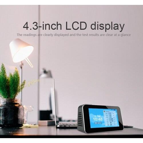 DM601 PM2.5 PM1.0 PM10 CO2 TVOC Particle Detectors Multi-function LCD Screen Air Quality Detector Temperature Humidity Monitor