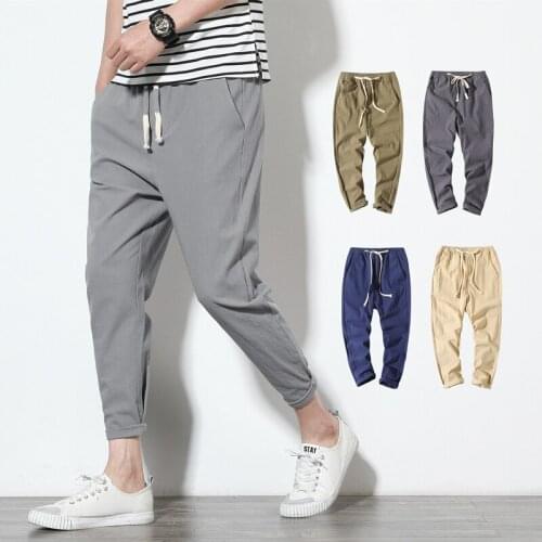 Men pants Joggers Men Solid Mens Harem Pants Summer Fitness Casual Ankle-Length Mens Trousers Streetwear Slim Male Pants